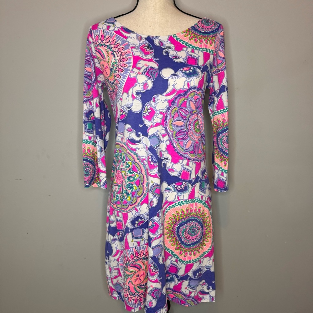 LILLY PULITZER purple / pink elephant Play That Trunky Music Bay dress Small